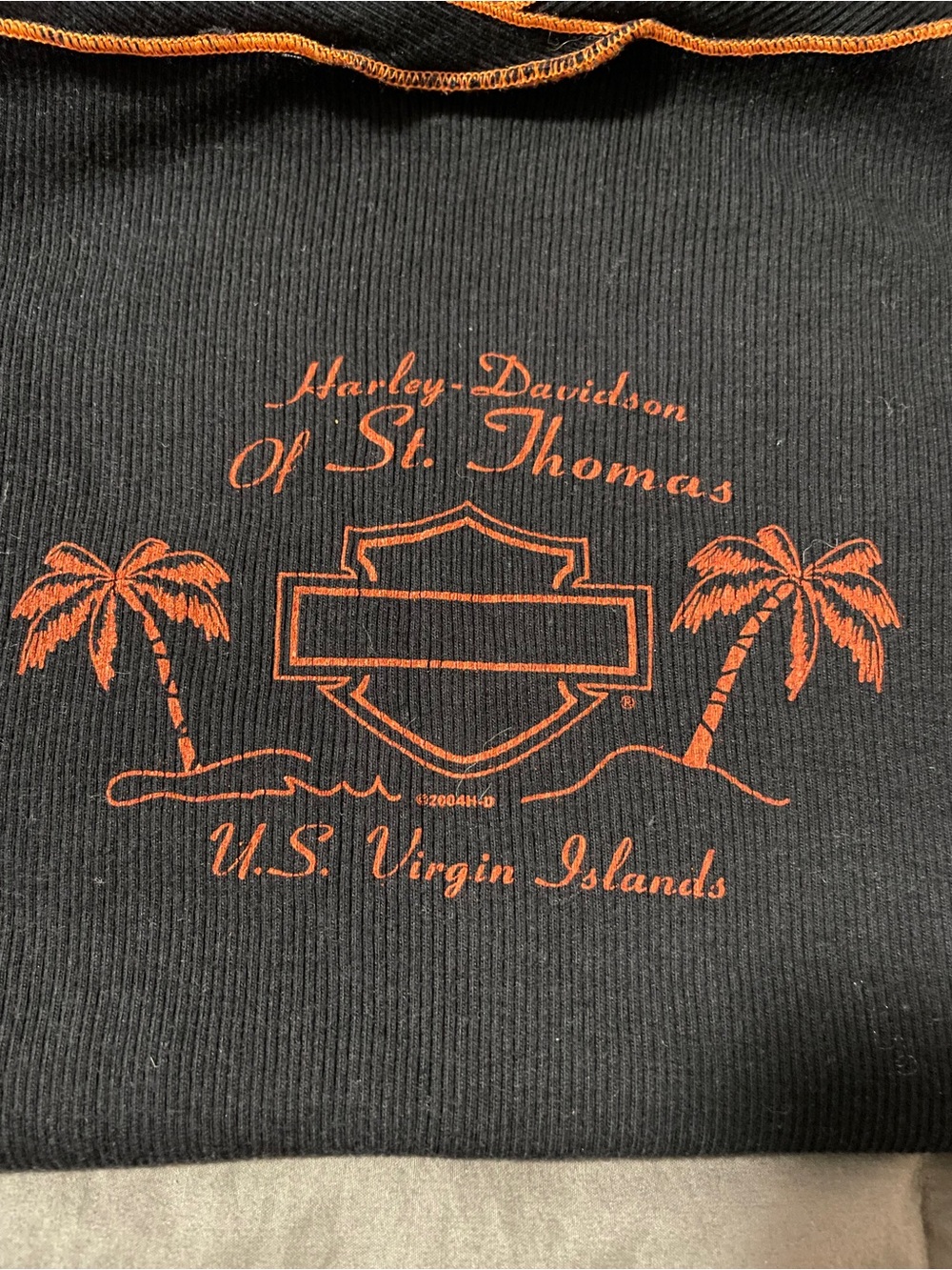 Harley-Davidson Black Tank w/Orange Flame Graphic size Large. St Thomas. Womens - Picture 4 of 6